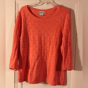 Nouveaux Lite Weight Coral Sweater w/ 3/4 Length Sleeves Size L